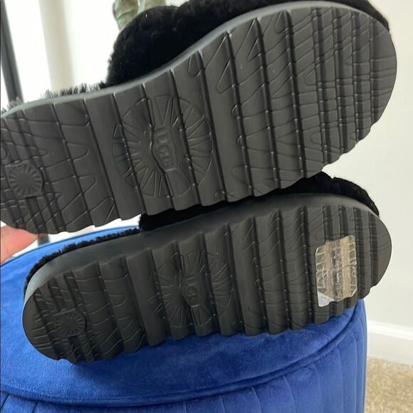 UGG Black Fluffy Yeah Slingback Slides Size 9 - Picture 4 of 5